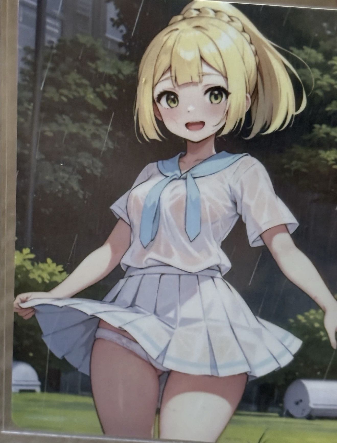 Pokemon Lillie Anime Waifu Custom DIY Trainer Art Pokemon card Double Sided