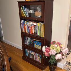 Elegant Solid Wood Bookcase with Glass Doors – Excellent Condition