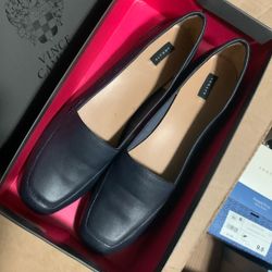 Ladies, size 11 leather upper navy blue flats