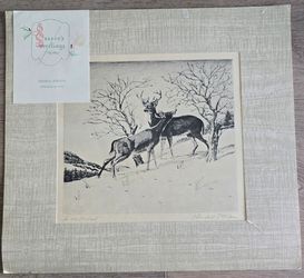 Lot of 5 Vintage Central Surveys Season’s Greetings Prints – Lionel Barrymore, Samuel Chamberlain..
