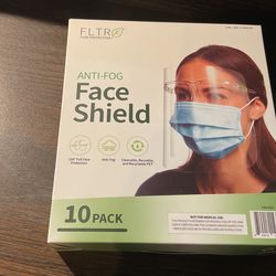 FLTR Anti-Fog Face Shield, Clear, 10 Count