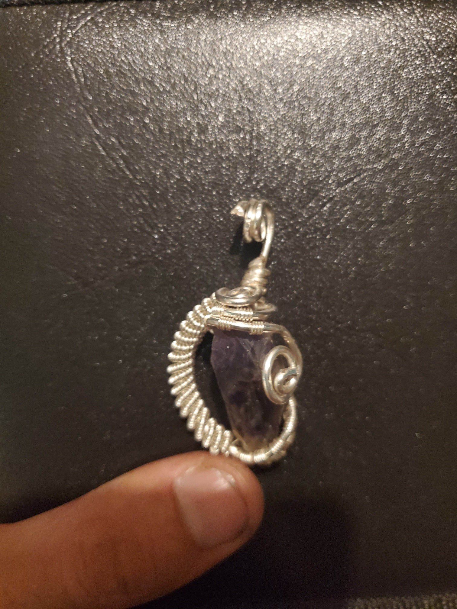Custom made pendant jewelry - amethyst wrapped