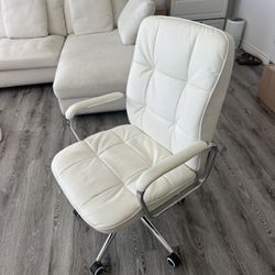 White Vegan Leather Office Chair
