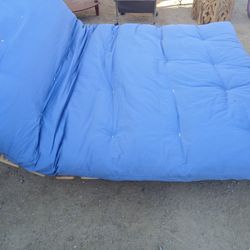 Futon Bed Roots  Raw and Matress Bordeux Blue Color