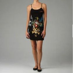 NWOT Ed Hardy Women's 'Love Kills' Babydoll Dress Black L