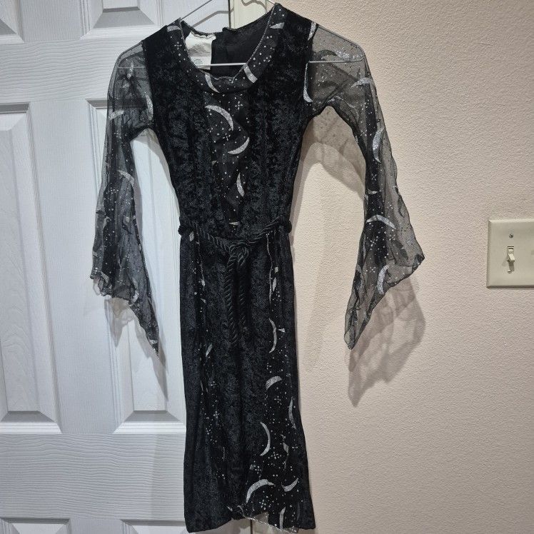 $5 Girls Small 4-6 Gothic Halloween Gown Velvet Dress Black Witch Costume
