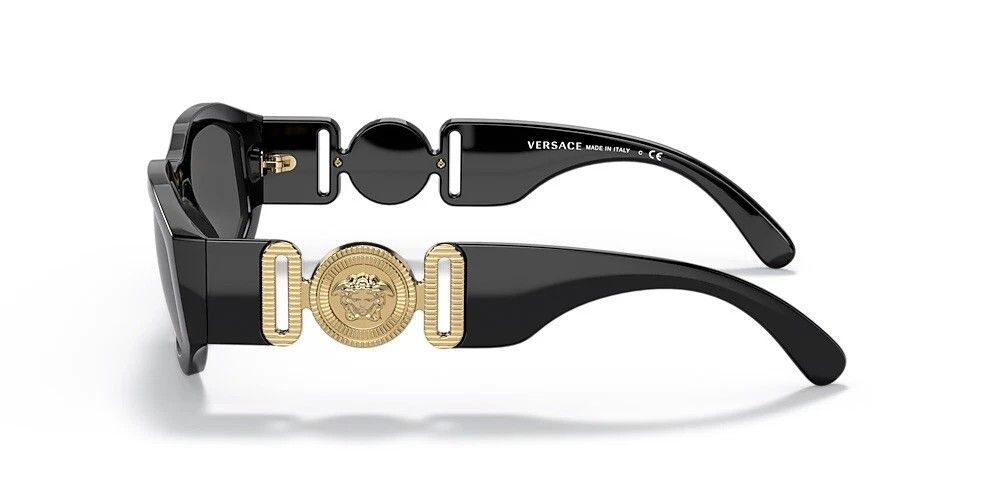 VERSACE VE4361 GB1/87 Medusa Biggie Black Gold Grey Lens Sunglasses Authentic