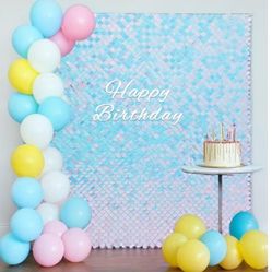 Iridescent Blue Shimmer Wall Backdrop Mermaid Panels 24Pcs