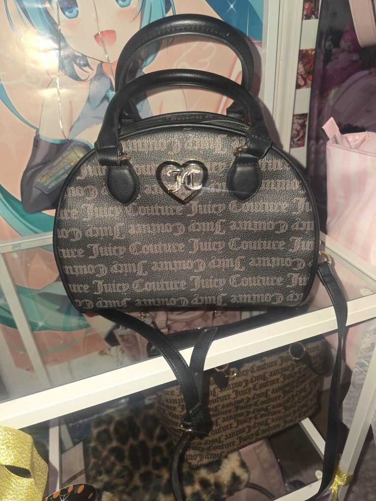 Juicy Couture Bowler Purse, Beautiful Coffee/black print