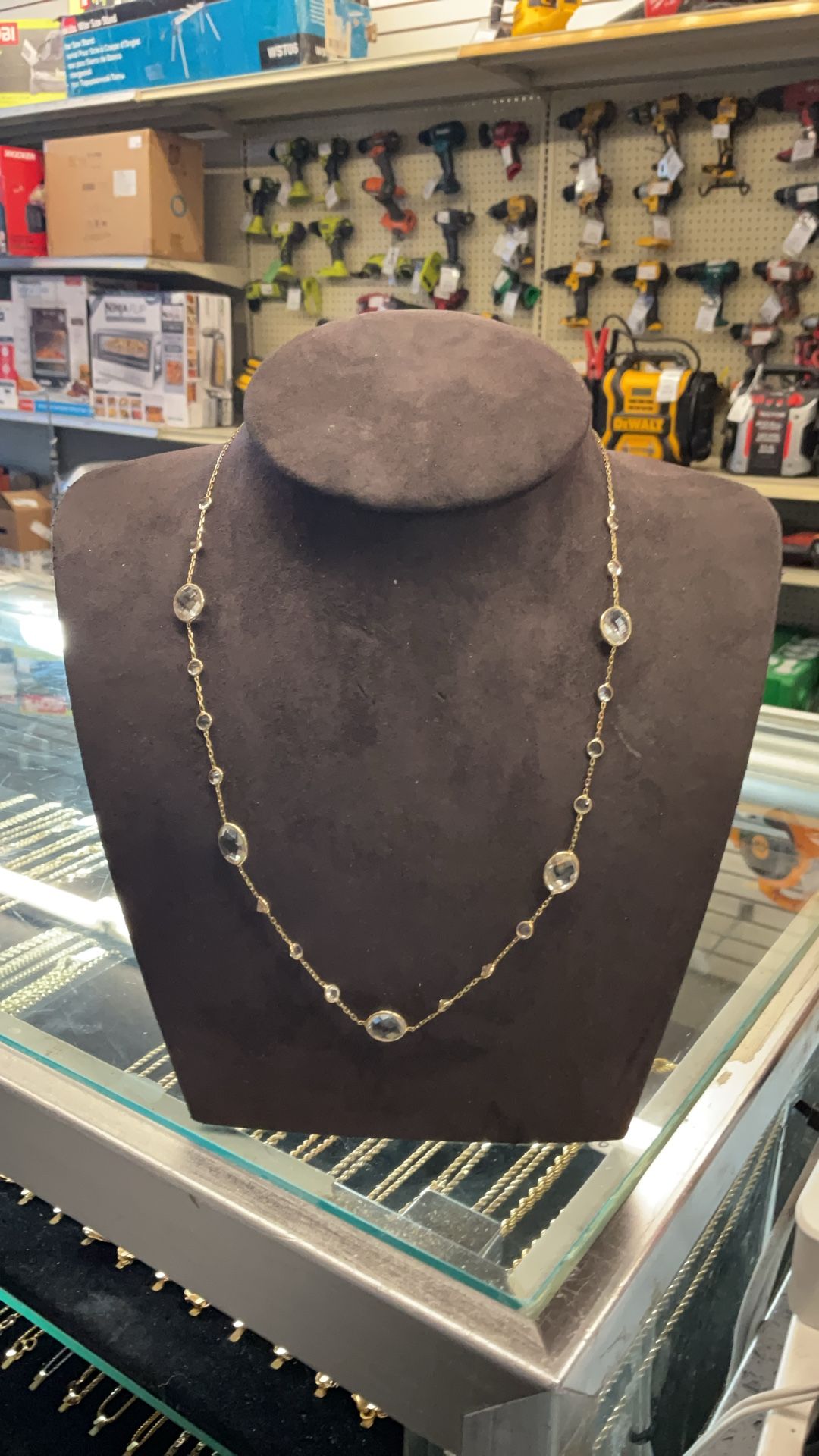 14KT Gold Necklace W/ Clear Stones 39627-3