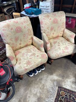 Pair of Floral Upholstered Armchairs