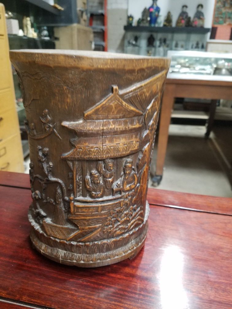 Chinese wooden brush pot