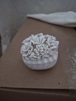 White Porcelain Floral Trinket Box