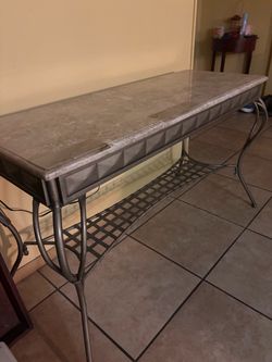 Stone Top Metal Console Table