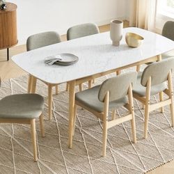 Castlery Kelsey 63" Marble Dining Table New Open Box