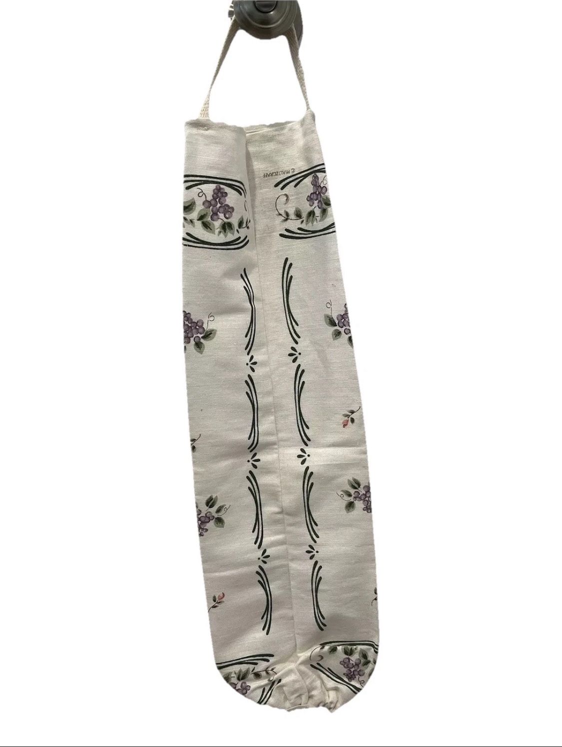 Pfaltzgraff Plastic Bag Dispenser Holder Cloth Farmhouse Grapes New Vintage 90s