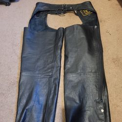 Leather Mortocycle Riding Chaps 