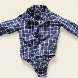 Baby gap cotton bodysuit blue/white checkered 6-12 mos