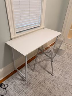 White Desk with Metal Legs