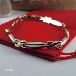 14K Two-Tone Gold XOXO Design Bracelet 7.5" - Solid Gold!/ Pulsera con Dos Tonos de Oro y Diseño XOXO! 👌🎁Post Tags: Pulsera de Oro