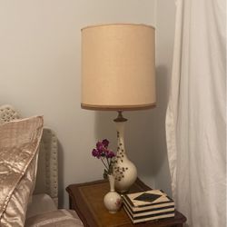 Tall Vintage glass And brass single Lamp
