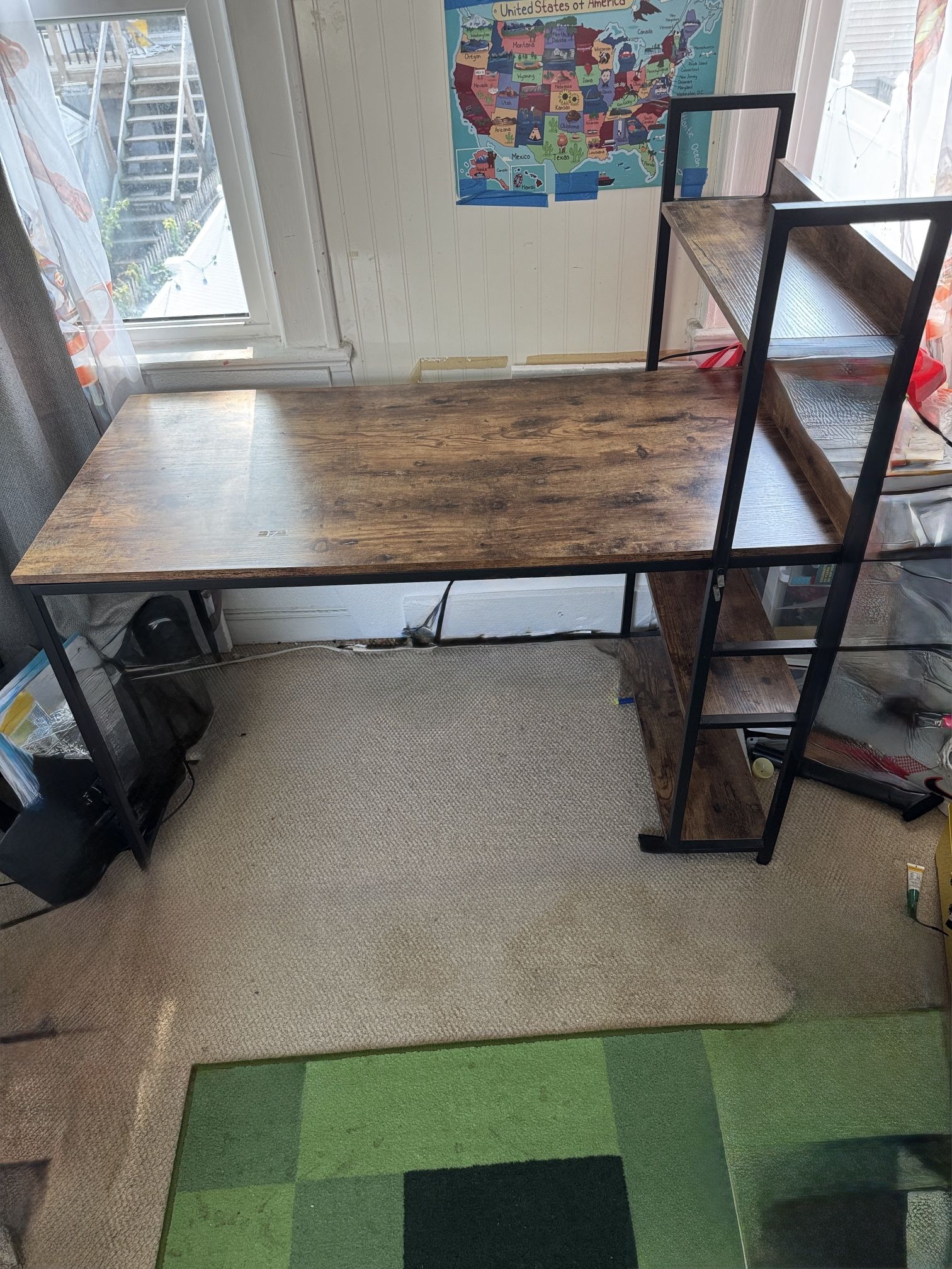 desk with book shelf