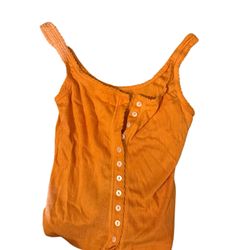 Women’s Orange Button Down Tank Top Sz Small