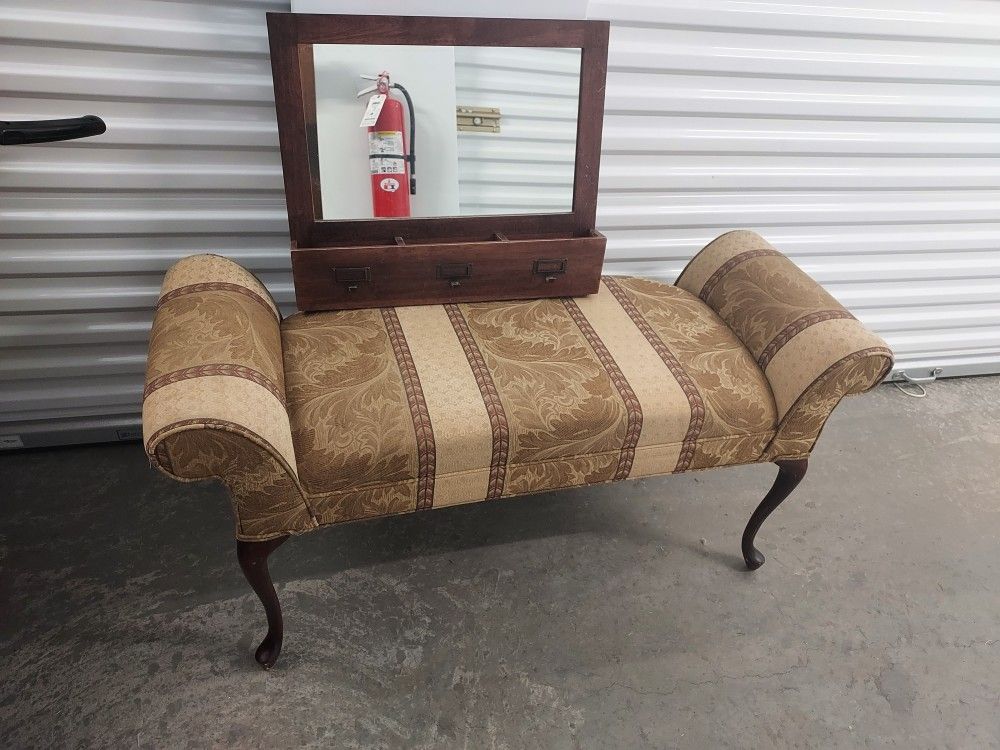 Vintage Upholstered Armed Bench