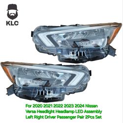 For 2020 2021 2022 2023 2024 Nissan Versa Headlight Headlamp LED Assembly Left Right Driver Passenger Pair 2Pcs Set