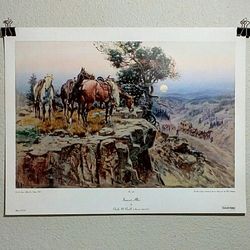 "Innocent Allies" by Charles Russell, Unframed Print, Wall Art - Outer Print: 23"x17.5"  Image: 22"x14",  - PORCH PICKUP ONLY , CASH ONLY -