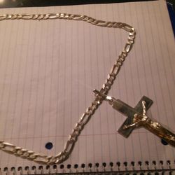 silver cross and chain