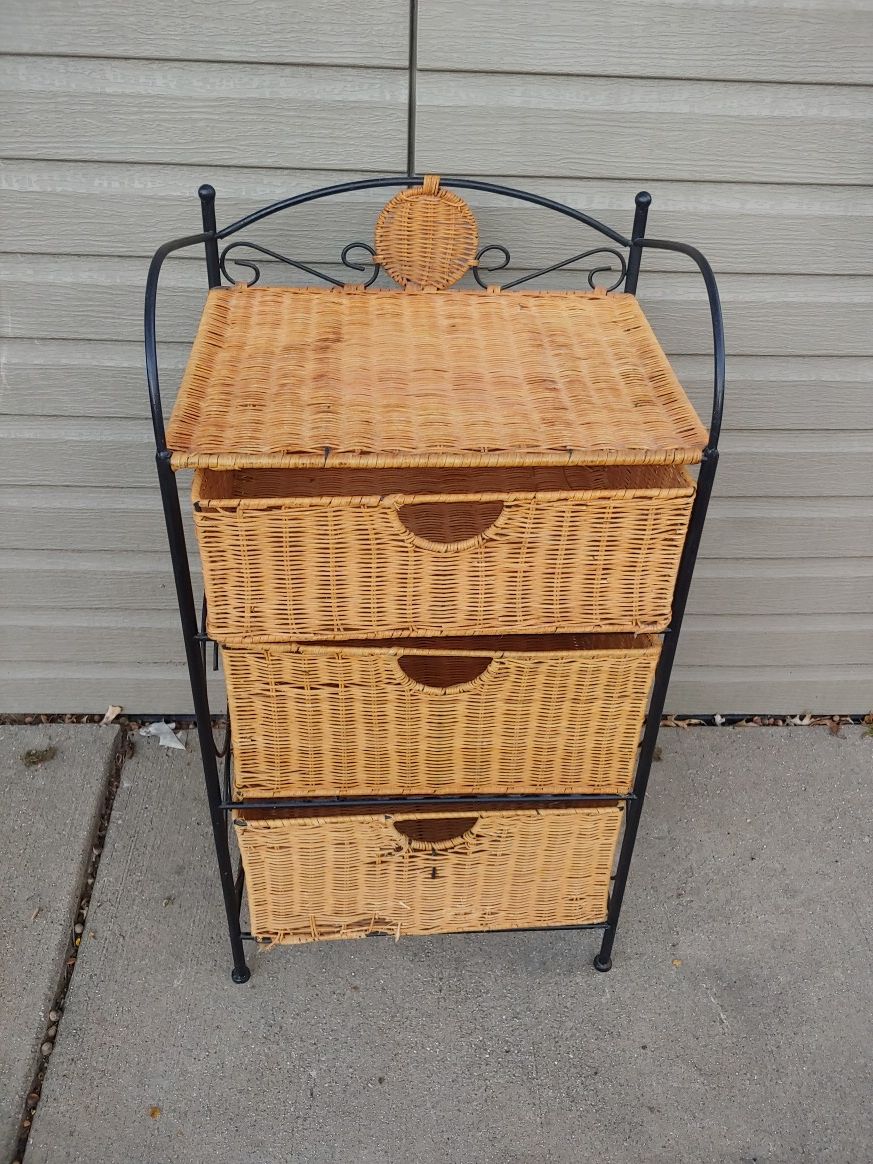 3-Drawer Wicker Storage Chest