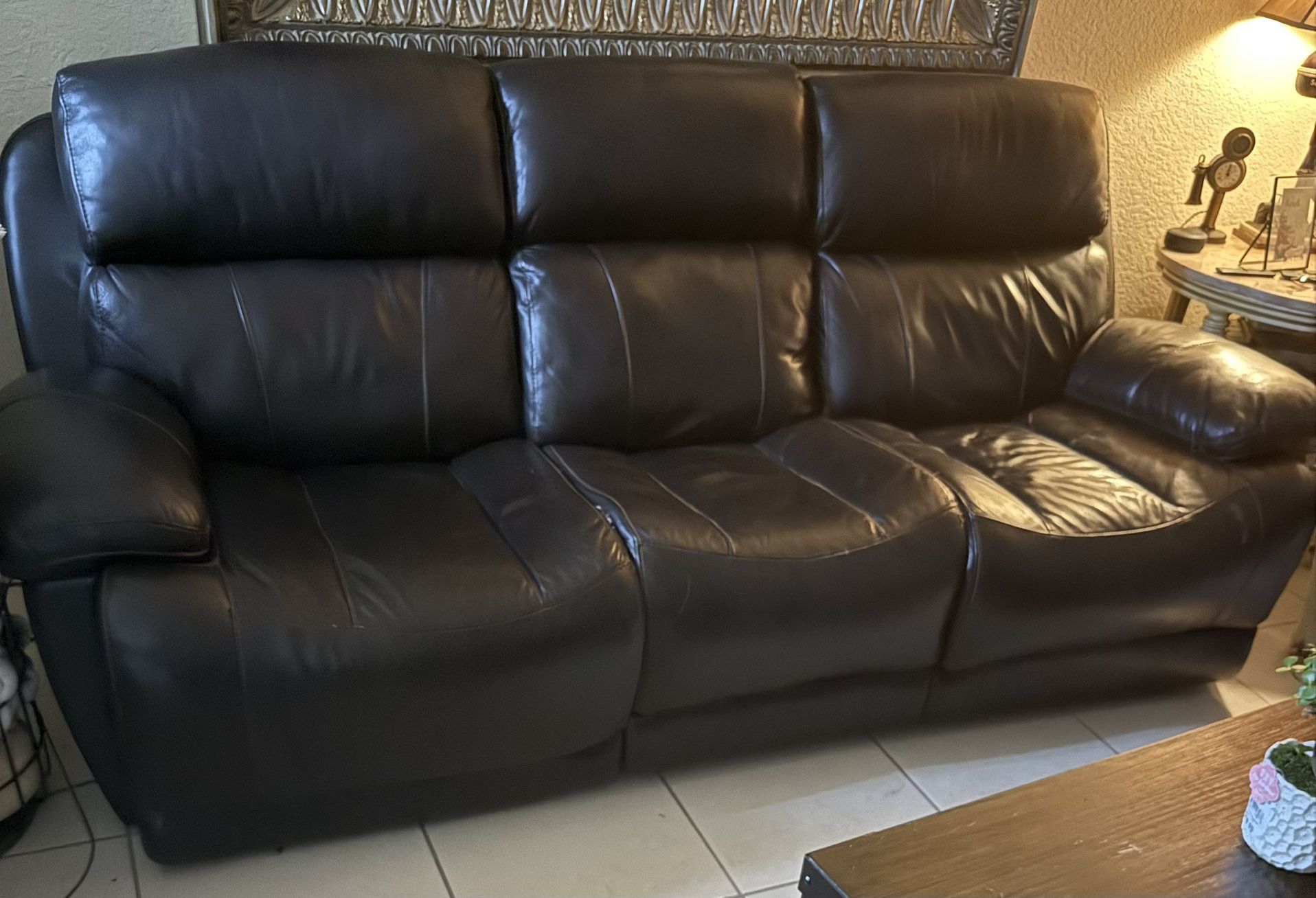 Brown Leather Sofa Electric Recliner