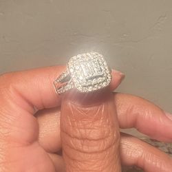 Size 4.5 Multi-Diamond Engagement Ring 1 ct Princess & Round 10K Rose Gold