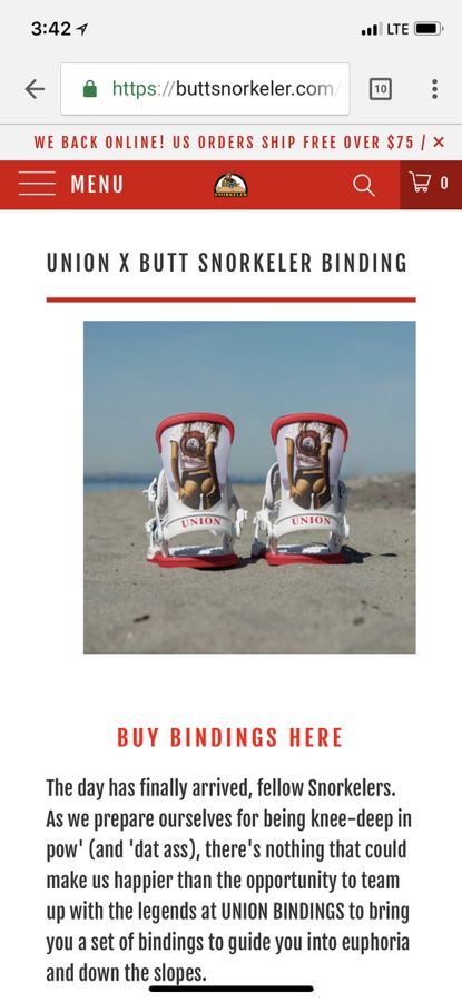 Union bindings Butt Snorkelers