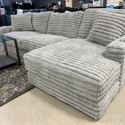 BRAND NEW! Comfrey Oversized Corduroy 123" Sectional with Cupholders