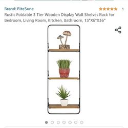 Brand New In Box Rustic Farmhouse Folding Shelf  Wall Wooden Shelves