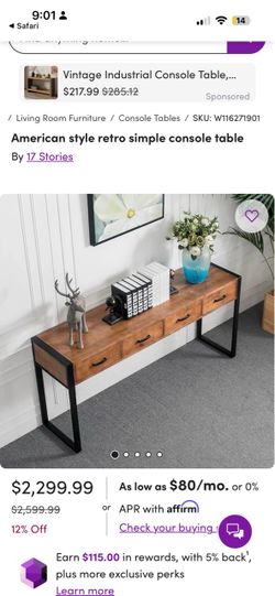 Retro Style Wood Console Table