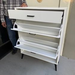 New In Box 32x10x44 Inch Tall White Color Shoe Organizer Storage Cabinet Shelf Hold Up To With Drawer Entry Way Furniture 
