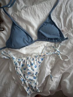 blue floral bikini