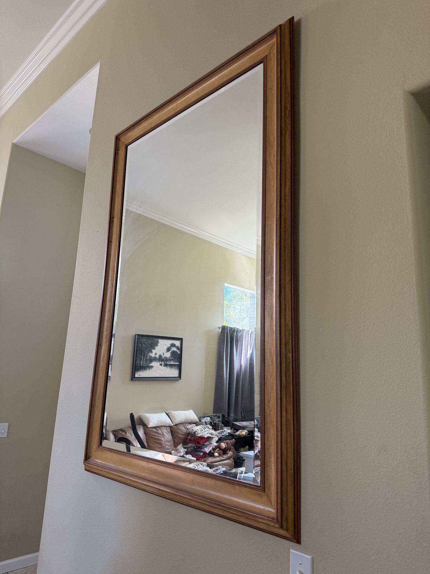 Large Wooden Framed Mirror