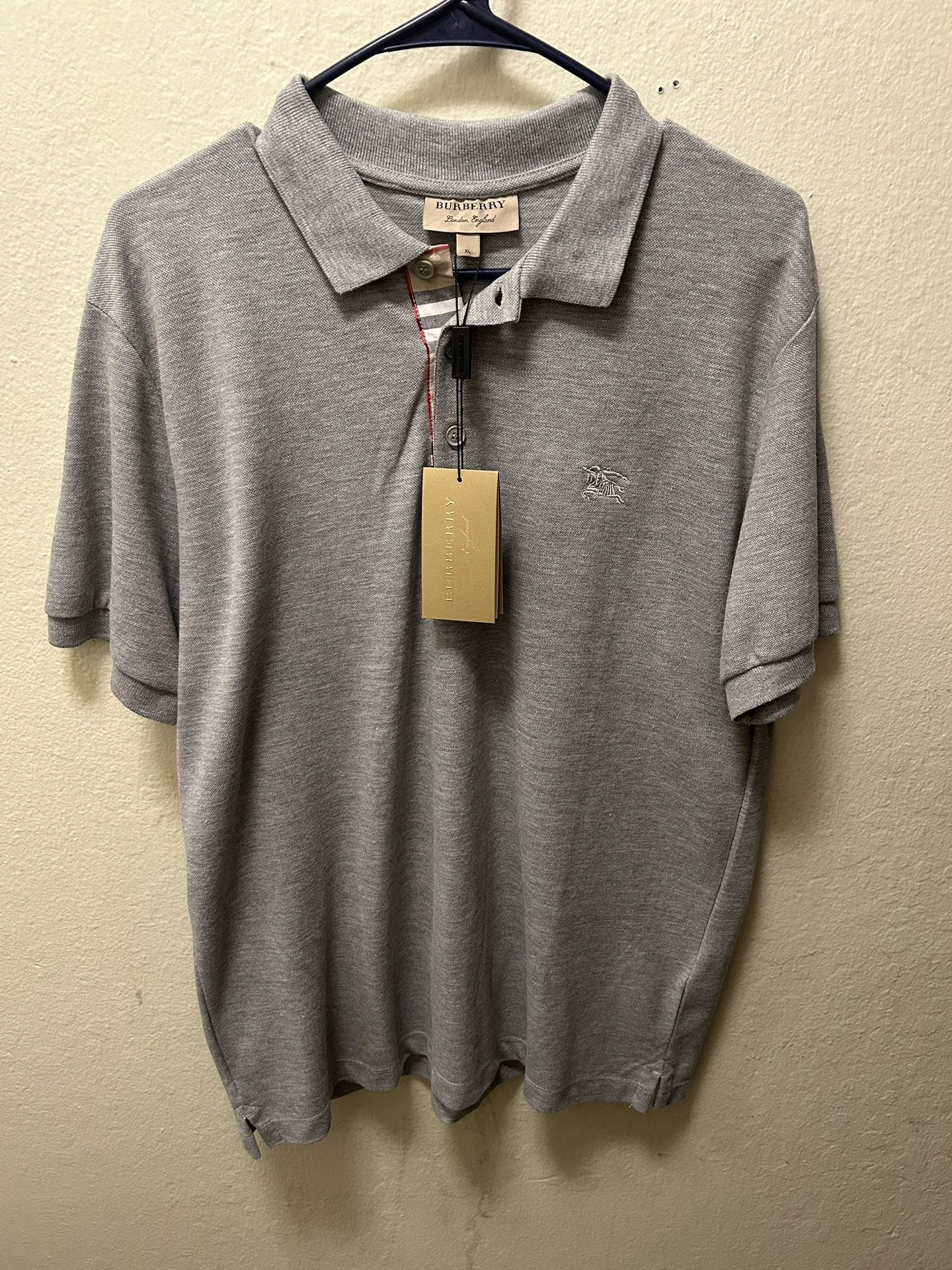 Burberry London Men’s Polo Shirt – XL – Gray – 100% Cotton – NWT – Authentic