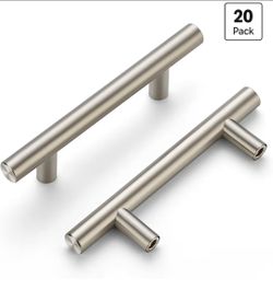 20 Pack 5" Cabinet Pulls Brushed Nickel Stainless Steel Kitchen Drawer Cupboard Pulls Cabinet Handles 5" Length with 3" Hole Center