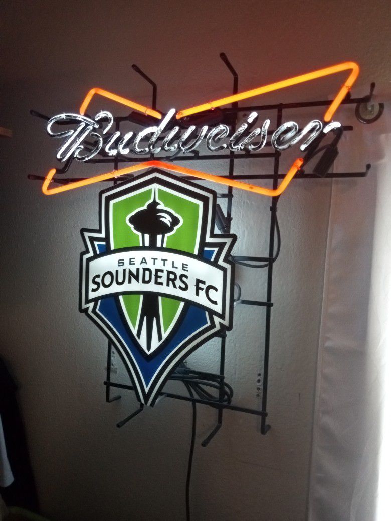 Budweiser Neon Seattle Sounders Beer Sign