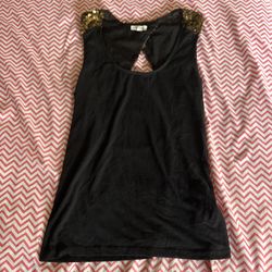 Silence & Noise Open Back Black Tank With Sequins 