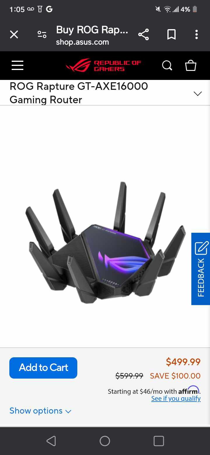 Rog Rapture GT-AXE16000 gaming router