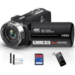 New 4K Video Camera Camcorder 48MP 30FPS with IR Night Vision