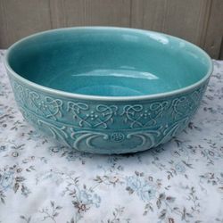 Home Zazen Turquoise 10" Serving Bowl – Crackled Glaze – Discontinued – 10 1/4"