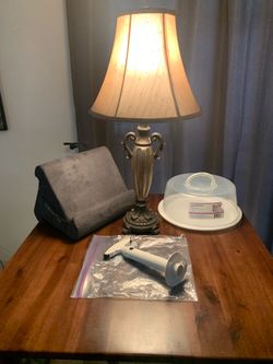 Lamp, pineapple corer, lap top holder, cake holder