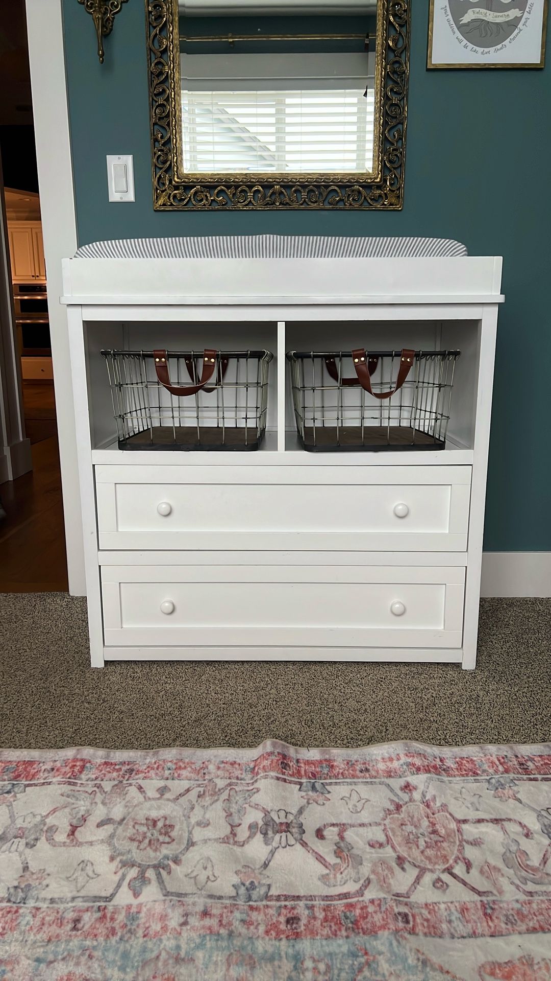 White baby changing table